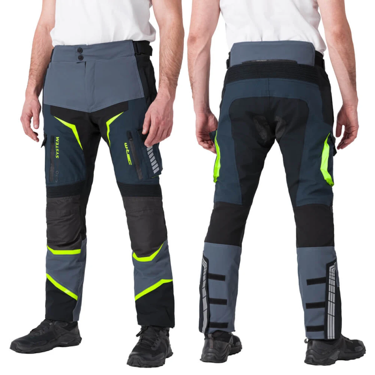 Moto nohavice W-TEC Modock Farba čierno-modro-fluo žltá, · záber 5