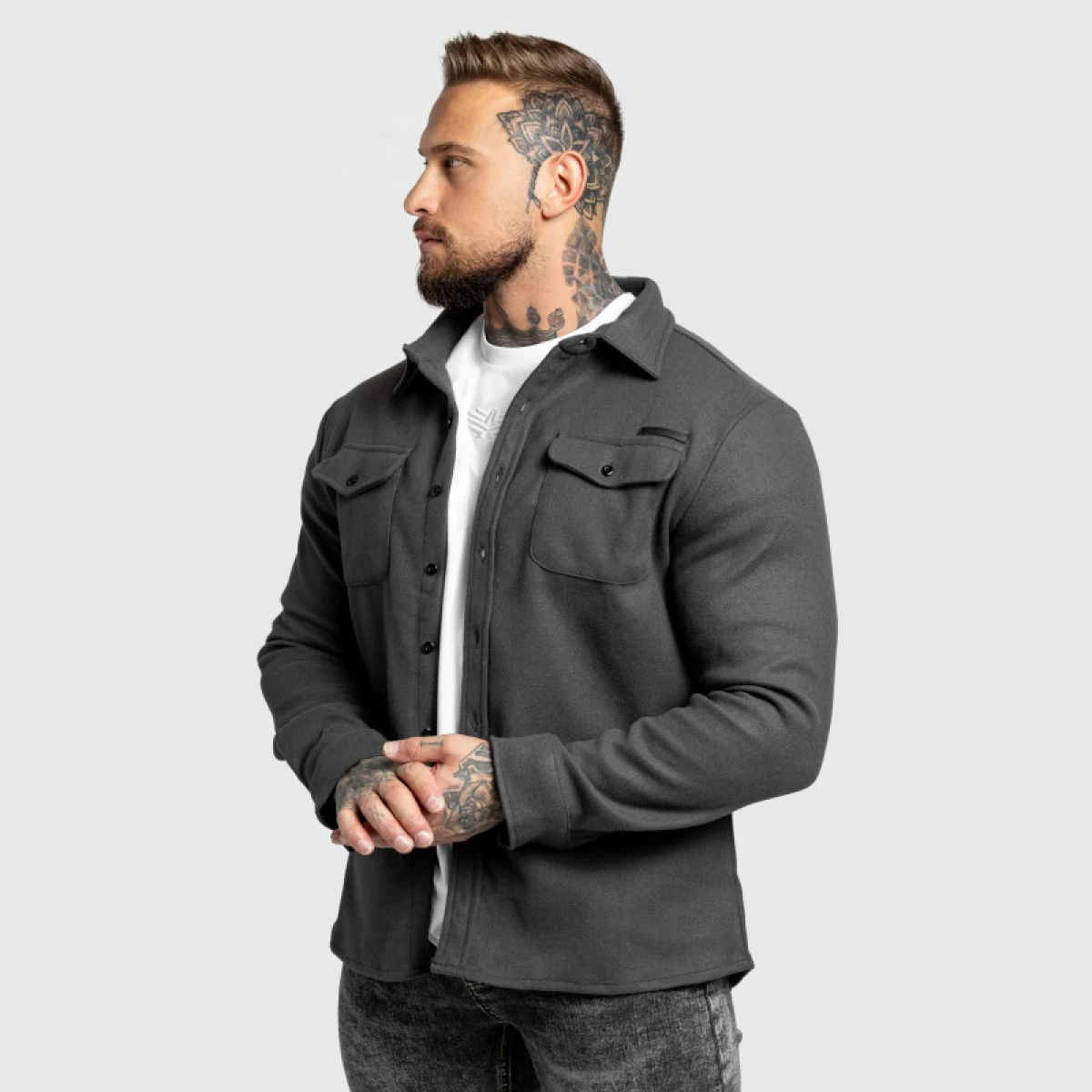 Pánska plstená košela Iron Aesthetics Felted, sivá · záber 5