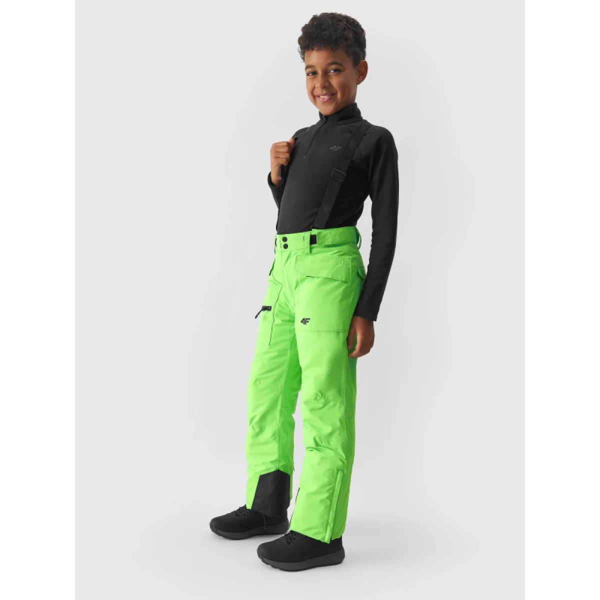 Chlapecké lyžařské kalhoty 4F JUNIOR TROUSERS FNK-JAW23TFTRM360-41N-GREEN NEON · záber 5