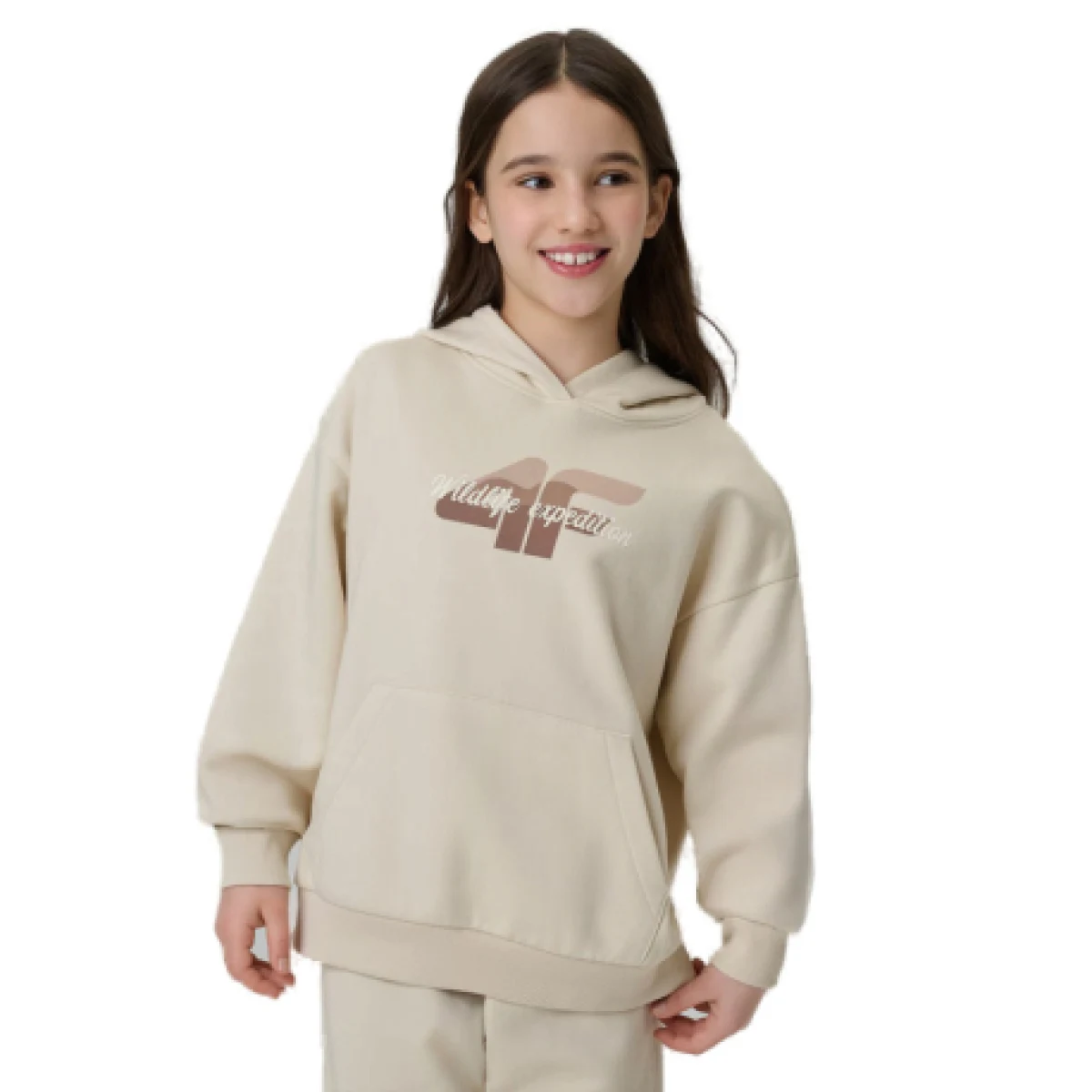 Dievčenská mikina s kapucňou 4F JUNIOR SWEATSHIRT F2270-83S-BEIGE · záber 1
