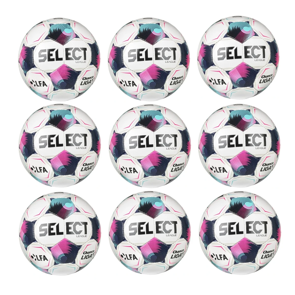 Výhodný set - 9x Futbalová lopta SELECT FB League CZ Chance Liga 2026/27 5 bielo-ružová · záber 1