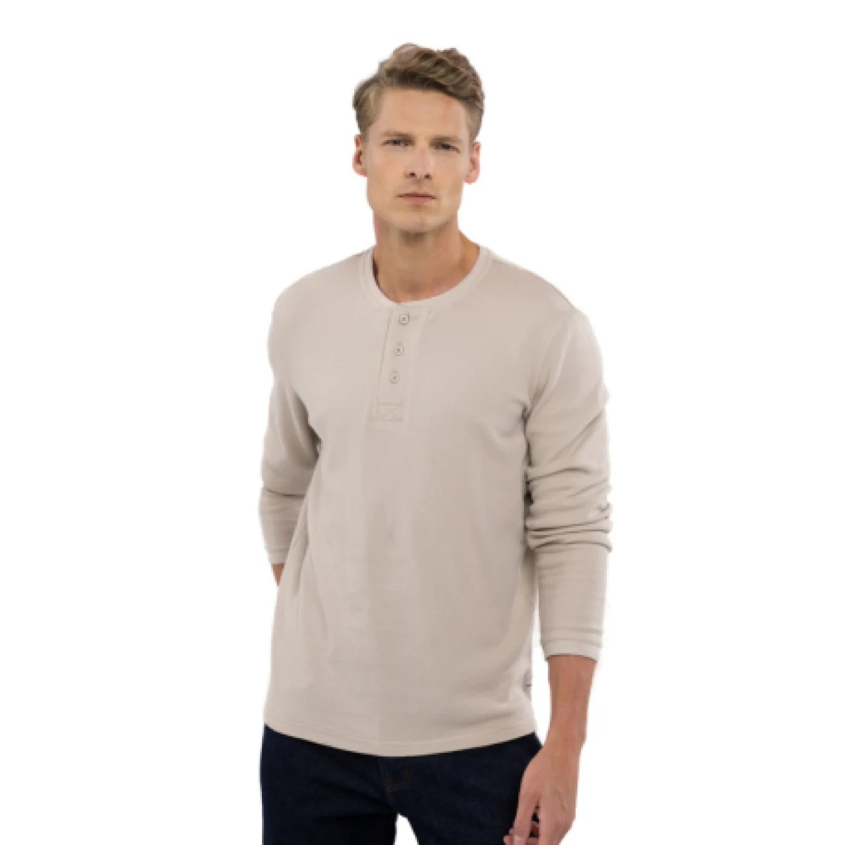 Pánské tričko s dlouhým rukávem VOLCANO L-KROTI-101-CREAM · záber 1