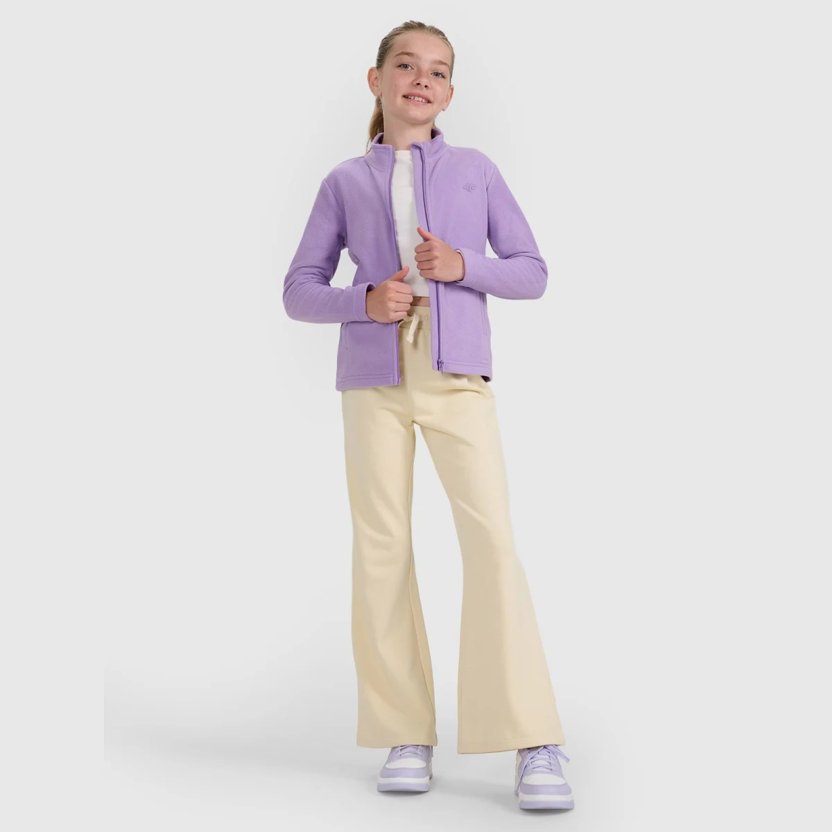 Dievčenský fleece s golierom slim - fialový · záber 2