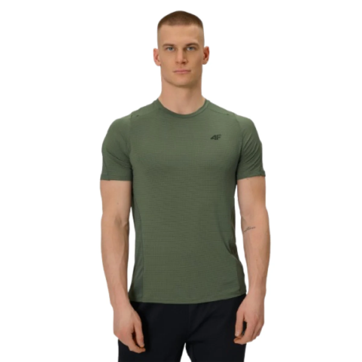 Pánske bežecké tričko s krátkym rukávom 4F TSHIRT FNK M1775-43S-KHAKI · záber 1