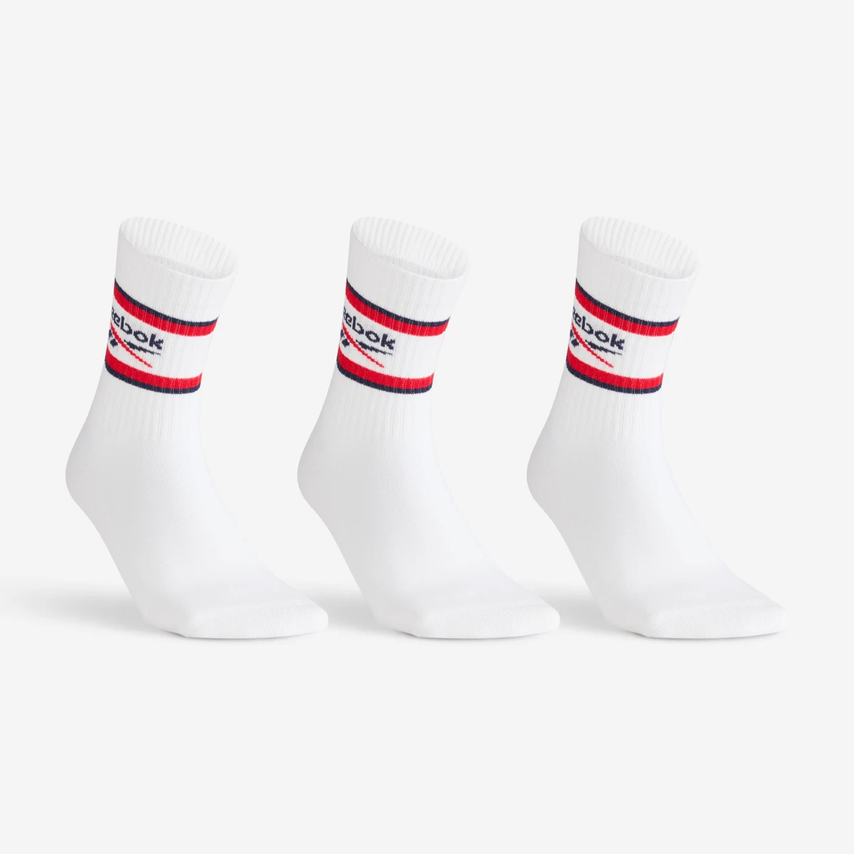 REEBOK REEBOK vysoké tenisové ponožky 3 páry biele s potlačou 35-38 · záber 1