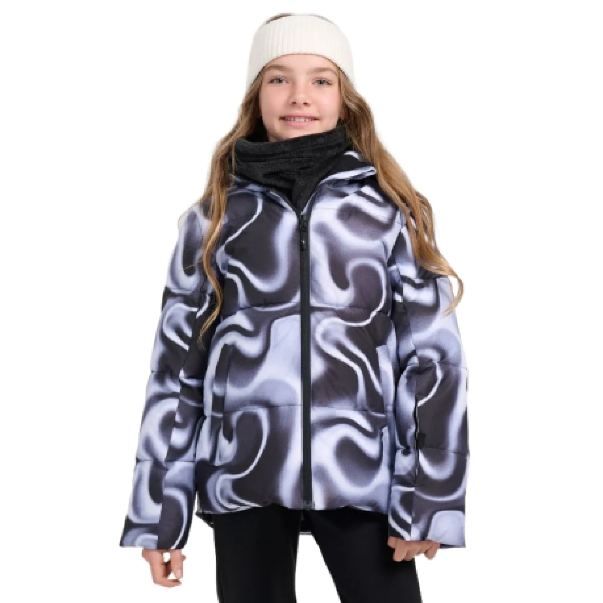 Dievčenská lyžiarska bunda 4F JUNIOR TECHNICAL JACKET F0826-4FJWAW25TTJAF0826-91A-MULTICOLOUR 1 ALLOVER · záber 1