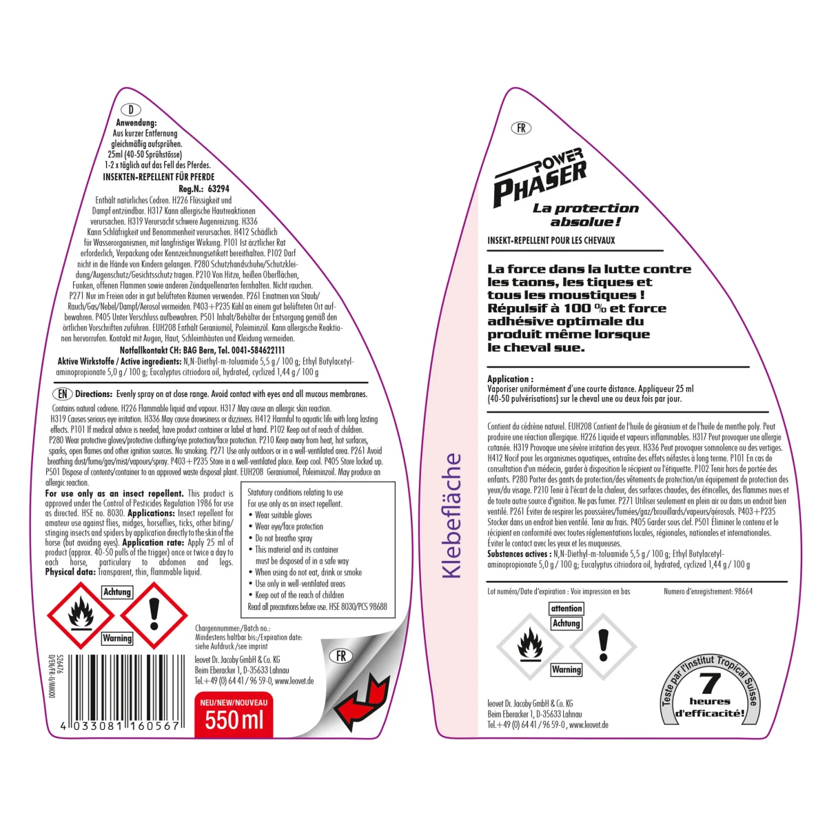 LEOVET Sprej proti hmyzu pre kone a poníky POWER PHASER LEOVET 550 ml 550 ml · záber 2