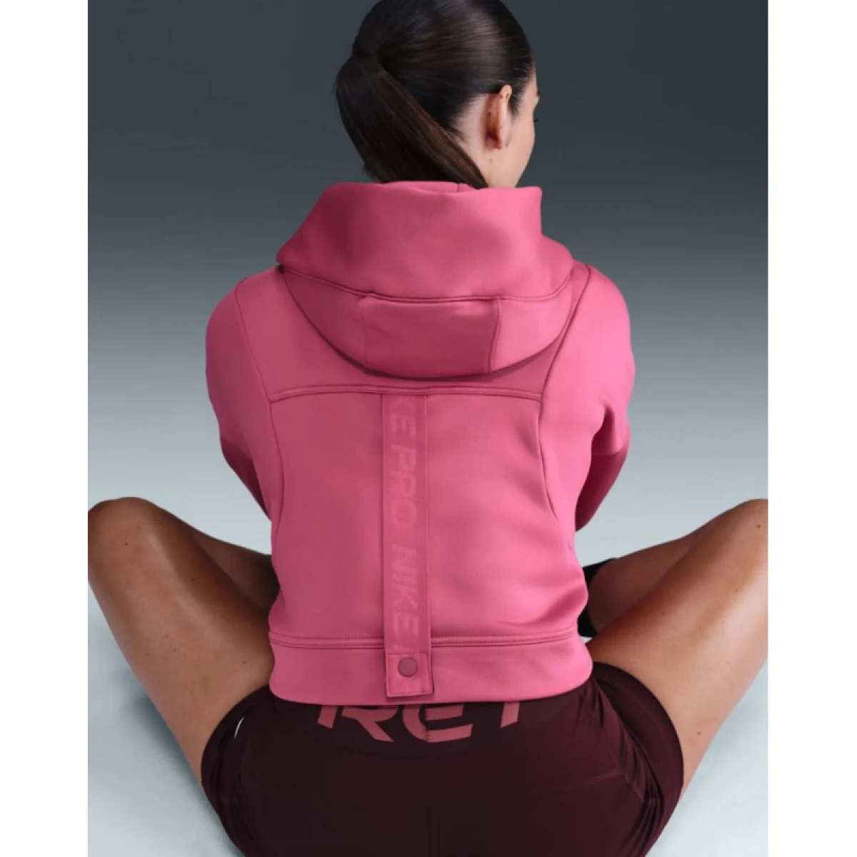 Dámska tréningová mikina s kapucňou NIKE PRO W NP TF FLC HOODIE GG GRX SWEET BEET WHITE · záber 3