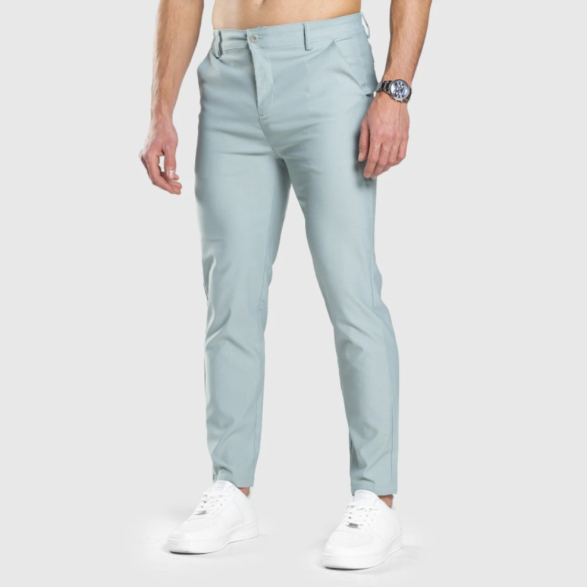 Strečové nohavice Iron Aesthetics Classy, zelené · záber 3