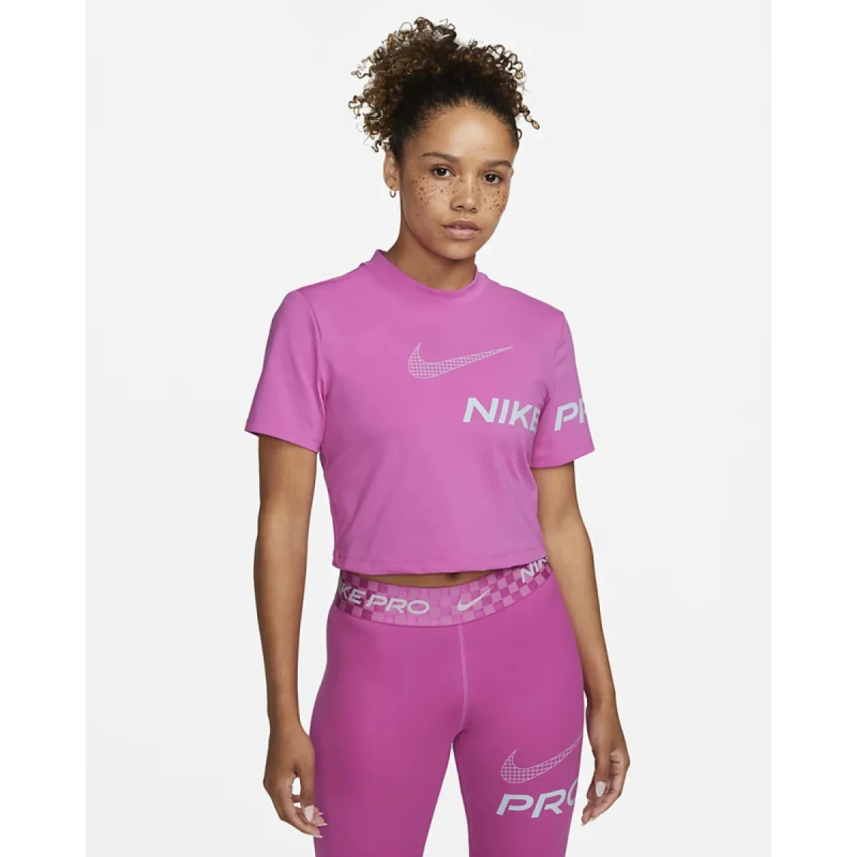Dámské tréninkové tričko s krátkým rukávem NIKE PRO W NP DF GRX SS CROP TOP-Pink · záber 2
