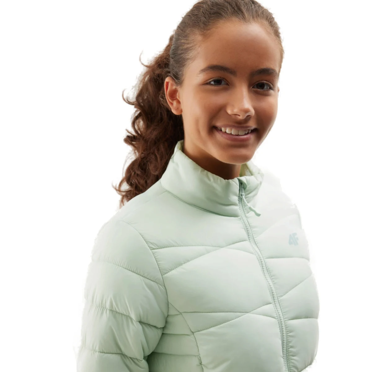 Dívčí bunda 4F JUNIOR DOWN JACKET-JAW23TDJAF219-42S-LIGHT GREEN · záber 3
