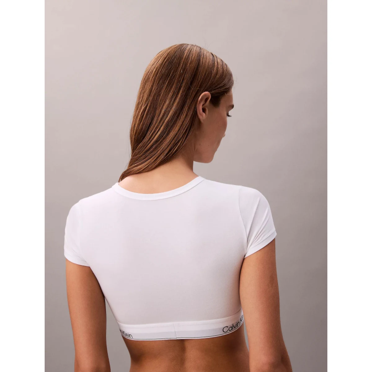 Dámsky top s podprsenkou CALVIN KLEIN T-Shirt Bralette Icon Cotton Modal white · záber 5