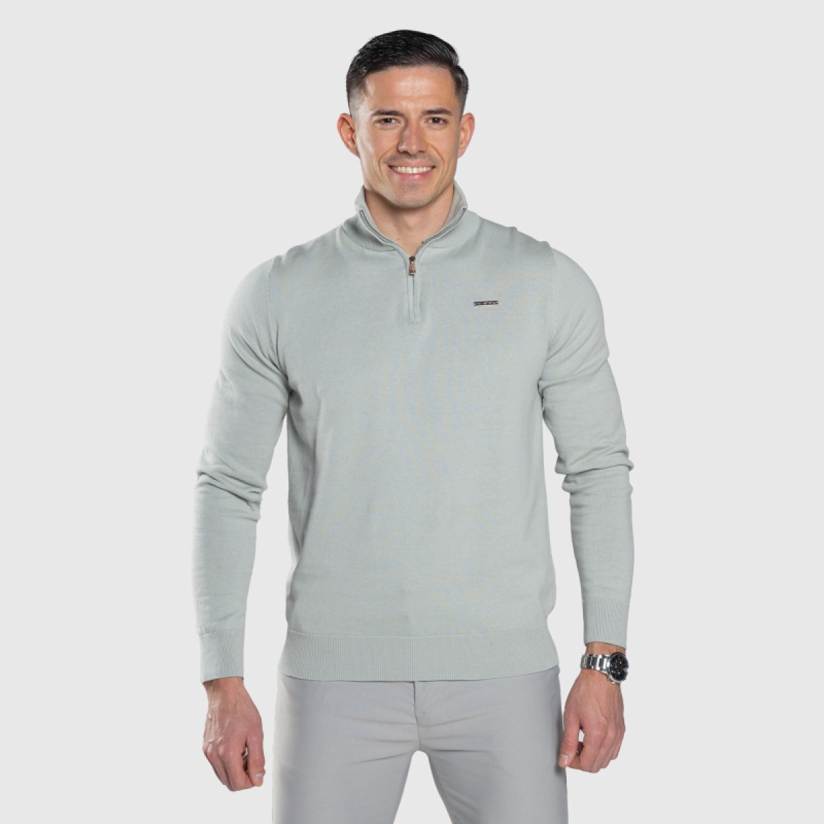 Kötött pulóver cipzárral Iron Aesthetics Tomas, sage zöld · záber 4