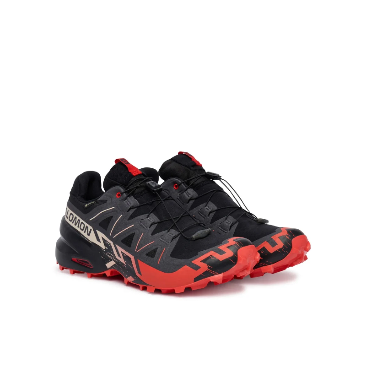 Pánska bežecká trailová obuv SALOMON Speedcross 6 GTX M black fiery red almond milk · záber 2