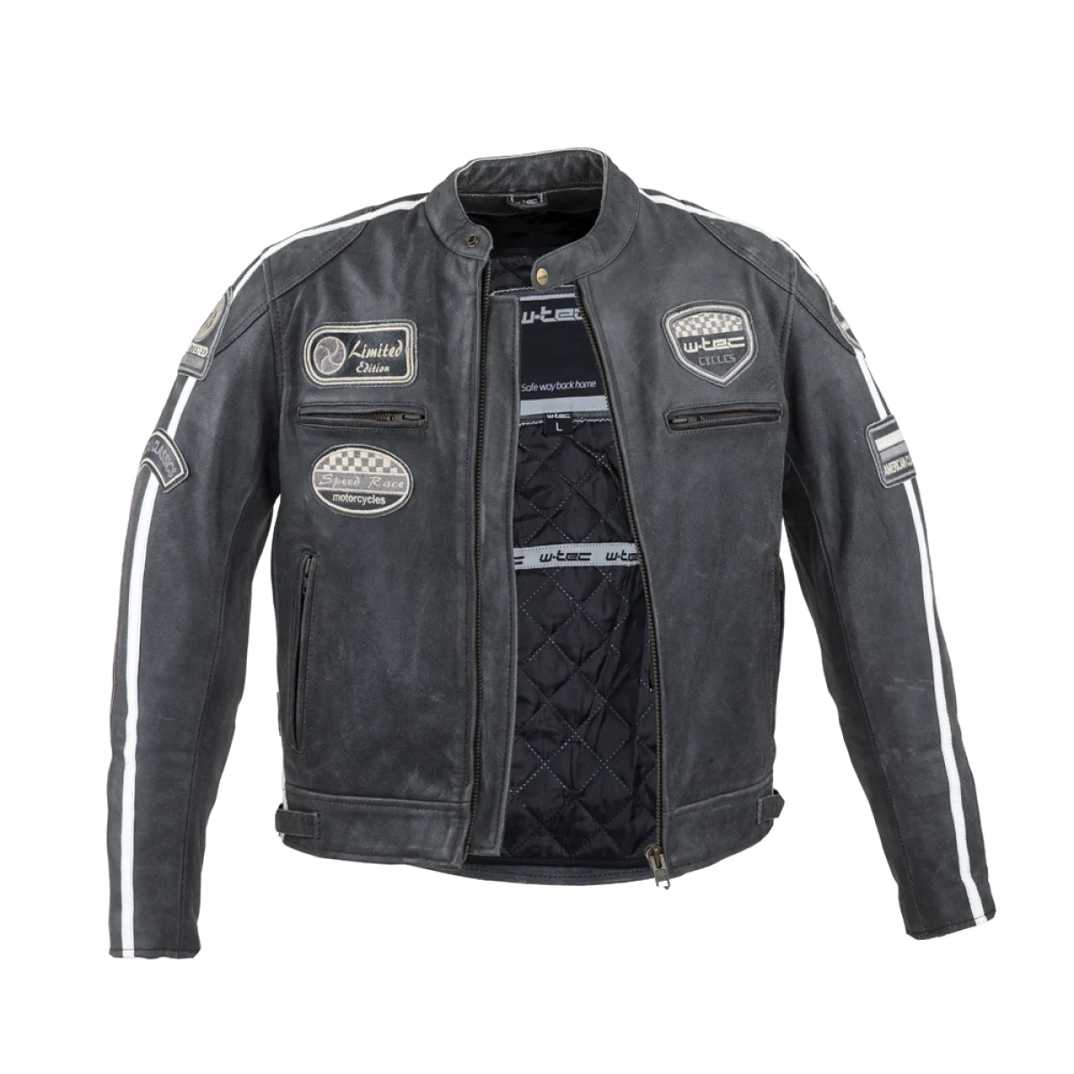 Pánska kožená moto bunda W-TEC Dark Vintage Farba tmavo šedá, · záber 2