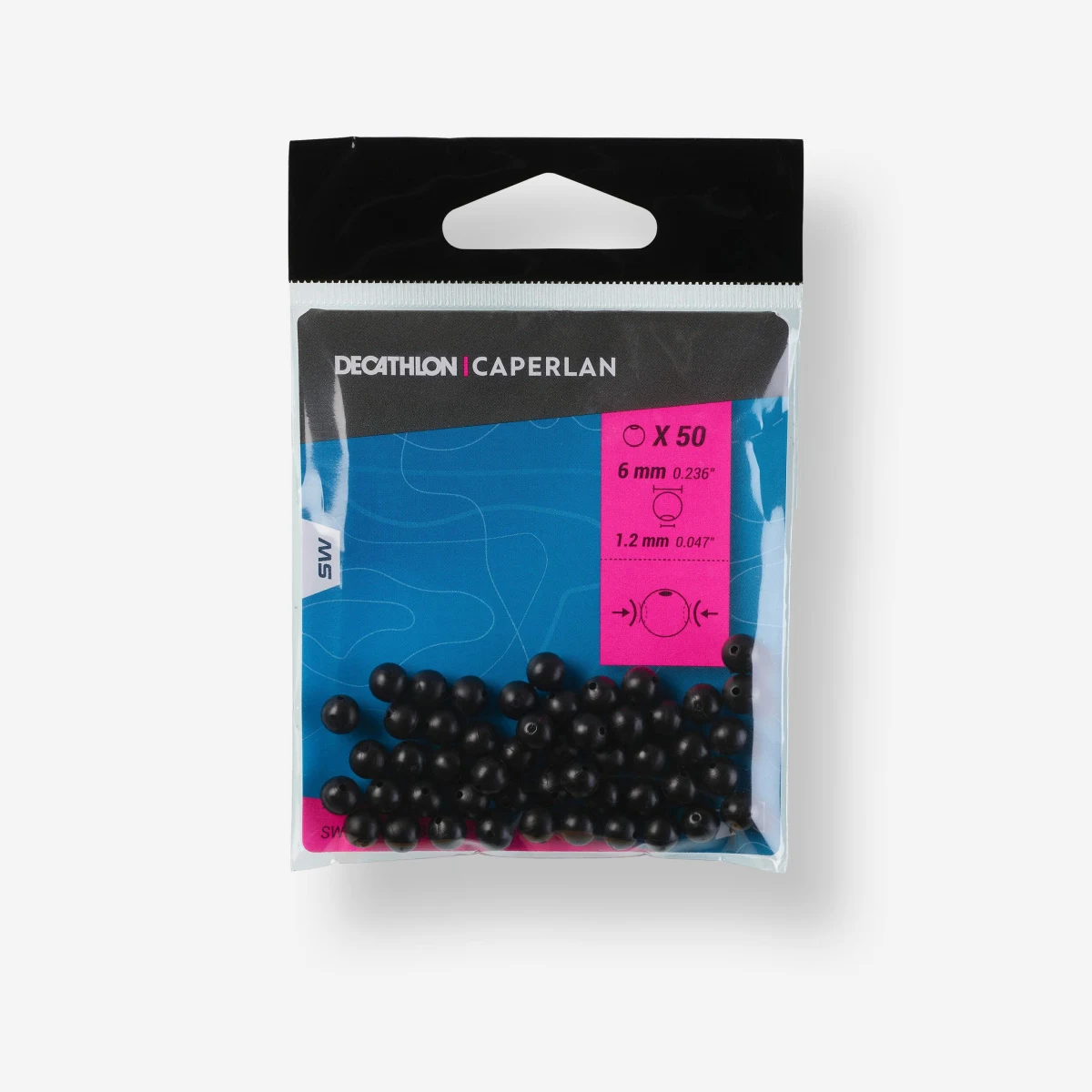 CAPERLAN Čierny mäkký korálik 6 mm na surfcasting bez · záber 1