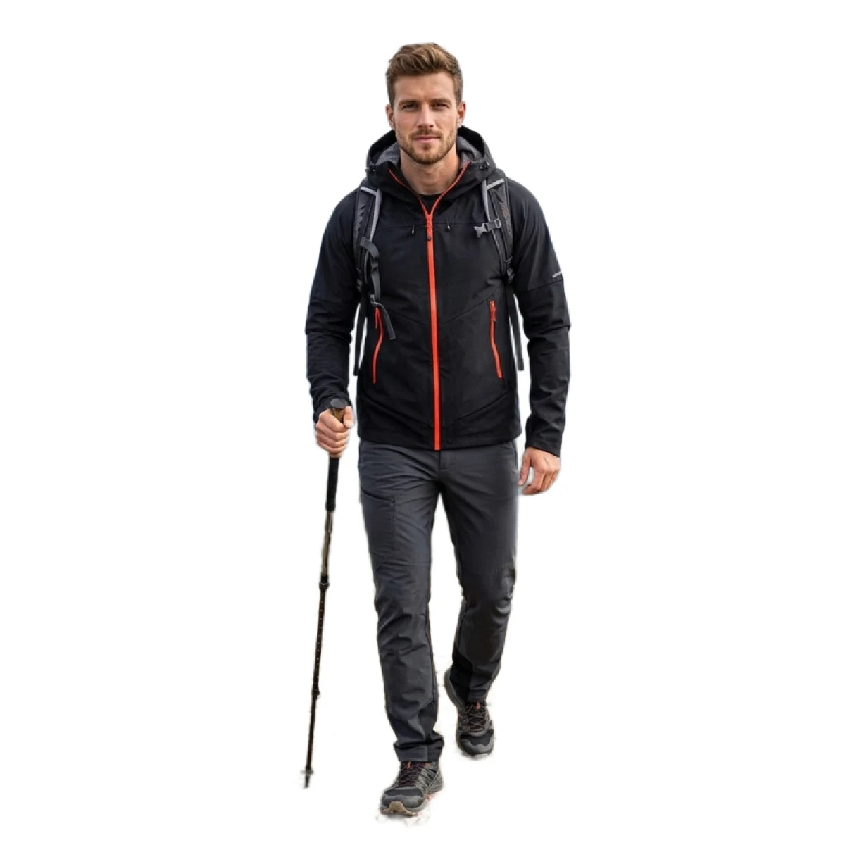 Pánska turistická softshellová bunda s kapucňou NORTHFINDER AMBROSE-270blackblack · záber 2