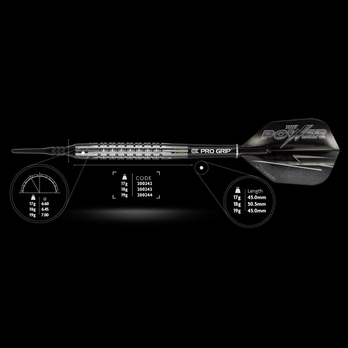 Dart szett TARGET soft POWER 8ZERO BLACK TITANIUM 18g 2016 · záber 1