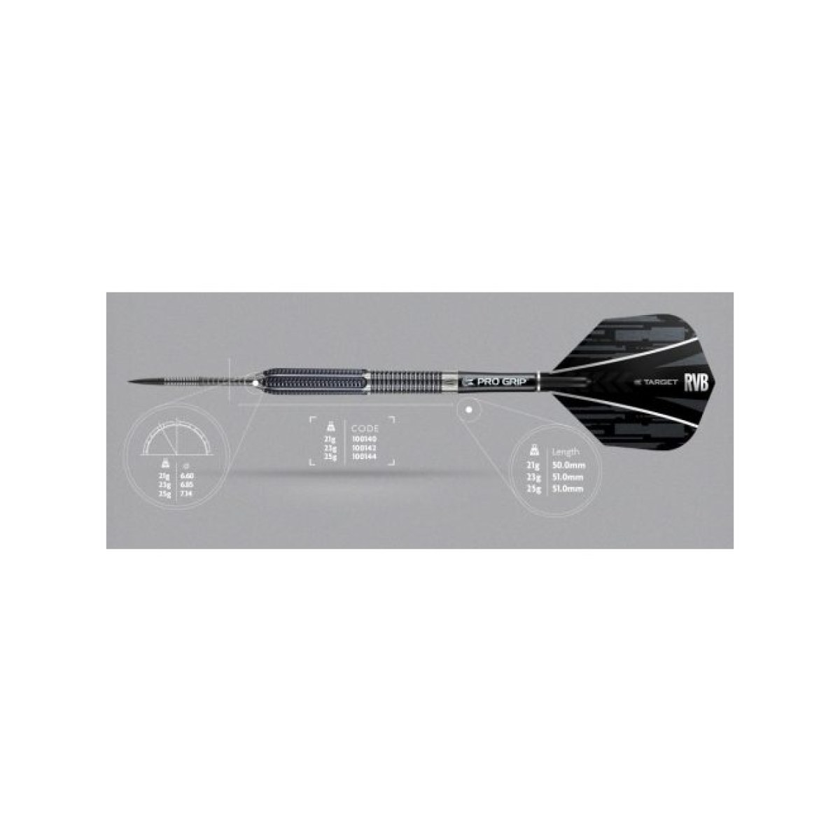 Darts szett Target, steel Raymond van Barneveld, 95%, 23g, RVB gravírozott · záber 2