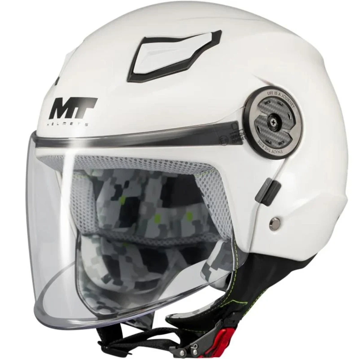 MT Helmets Dětská otevřená helma na motorku Lite Pure A0 bílá - Velikost: 49-50 | Barva: Biela · záber 1