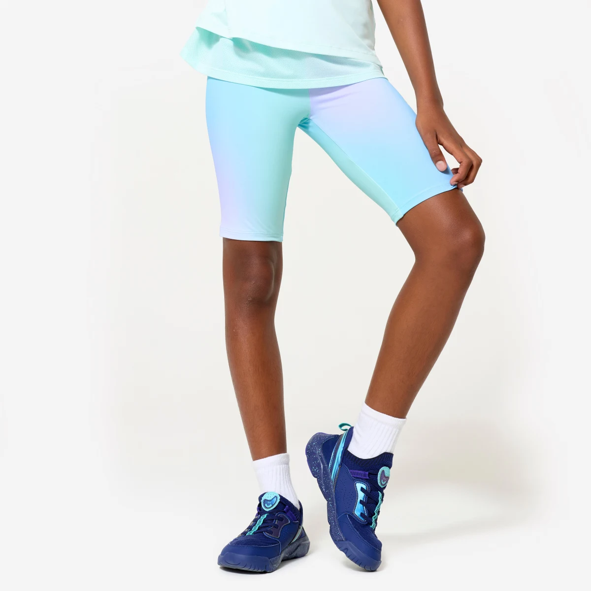 DECATHLON Dievčenské elastické cyklistické šortky s potlačou 14-15 r (160-166 cm) · záber 1