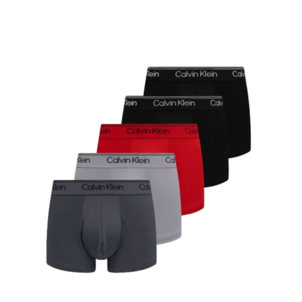 Pánske boxerky CALVIN KLEIN 5 PACK - Relaxed Dart Trunks Icon Cotton Stretch 3-Pack black w chalk logo black w currie · záber 1