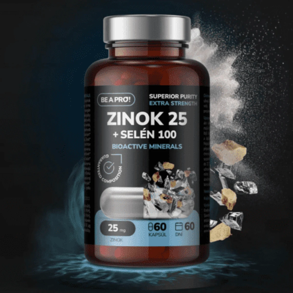 BE A PRO! Zinok 25 + selén 100 bioactive minerals 60 kapsúl · záber 2