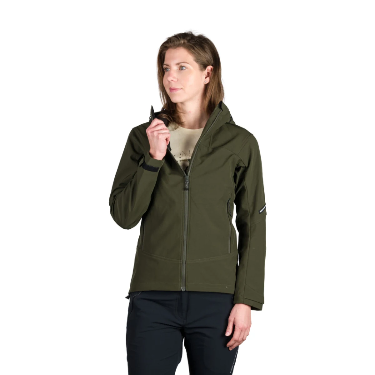 Dámská turistická softshellová bunda NORTHFINDER TIFFANI-300darkgreen · záber 3