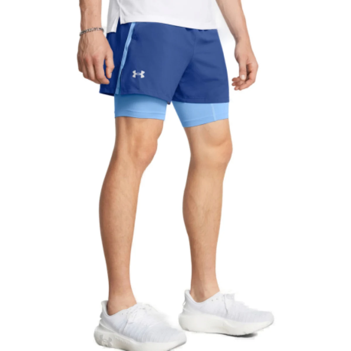 Pánské tréninkové kraťasy UNDER ARMOUR UA LAUNCH 5 2-IN-1 SHORTS-BLU · záber 1