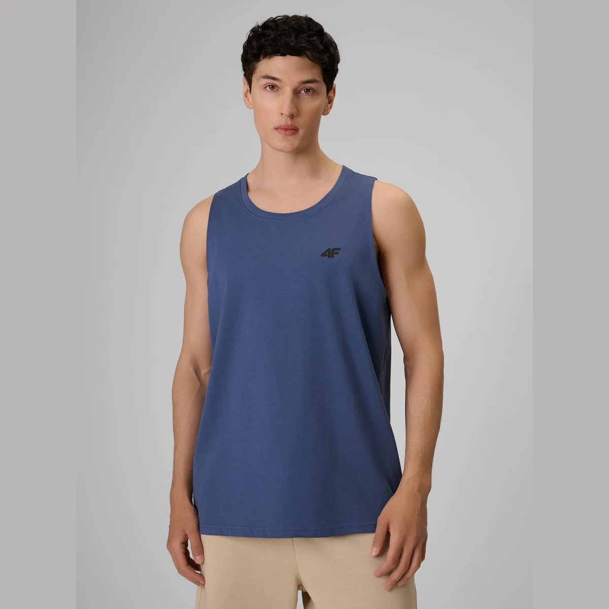 Pánské regular hladké tílko - denim · záber 1