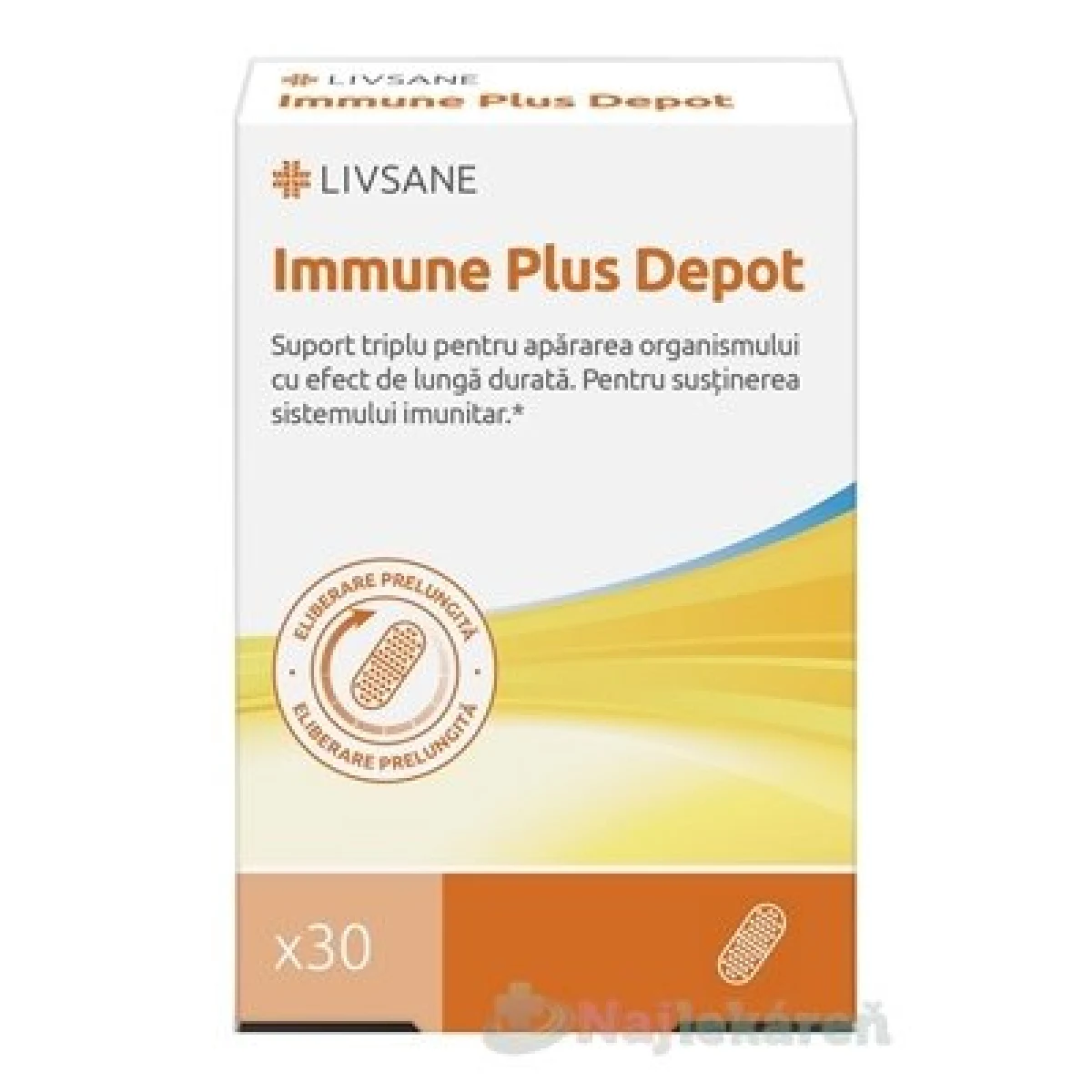 LIVSANE Immune Plus Depot vitamín C+D+zinok, s predĺženým účinkom 30 cps · záber 1