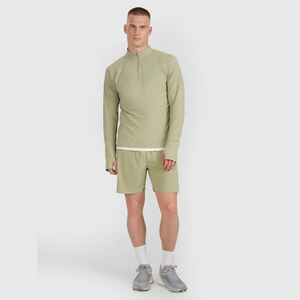 Pánská běžecká mikina regular rychleschnoucí - olivová/khaki · záber 2