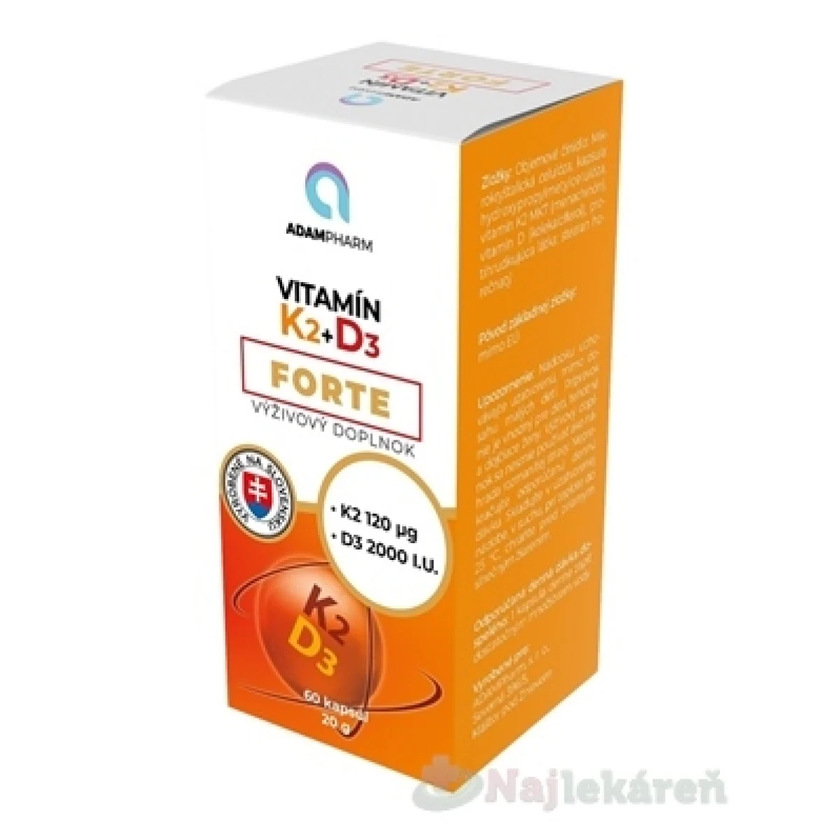 ADAMPHARM VITAMIN K2+D3 FORTE 60cps · záber 1