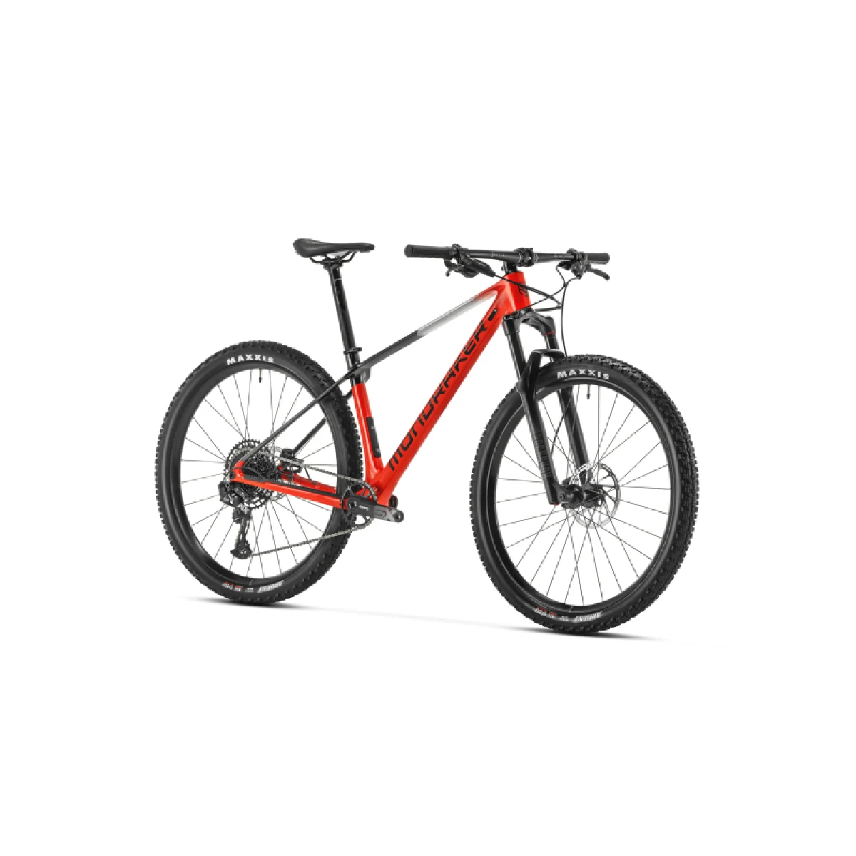 Horské kolo MONDRAKER Chrono Carbon DC, flame red vortex grey racing silver · záber 2