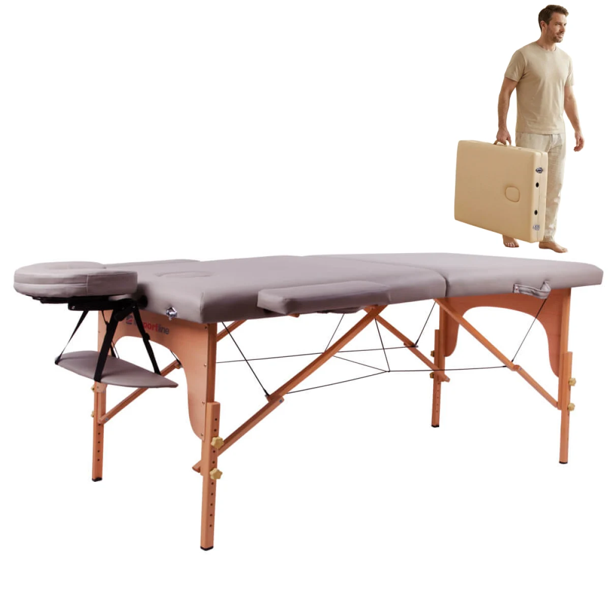 Masážne lehátko inSPORTline Taisage 186x70x62-84 cm 2-dielne drevené · záber 1