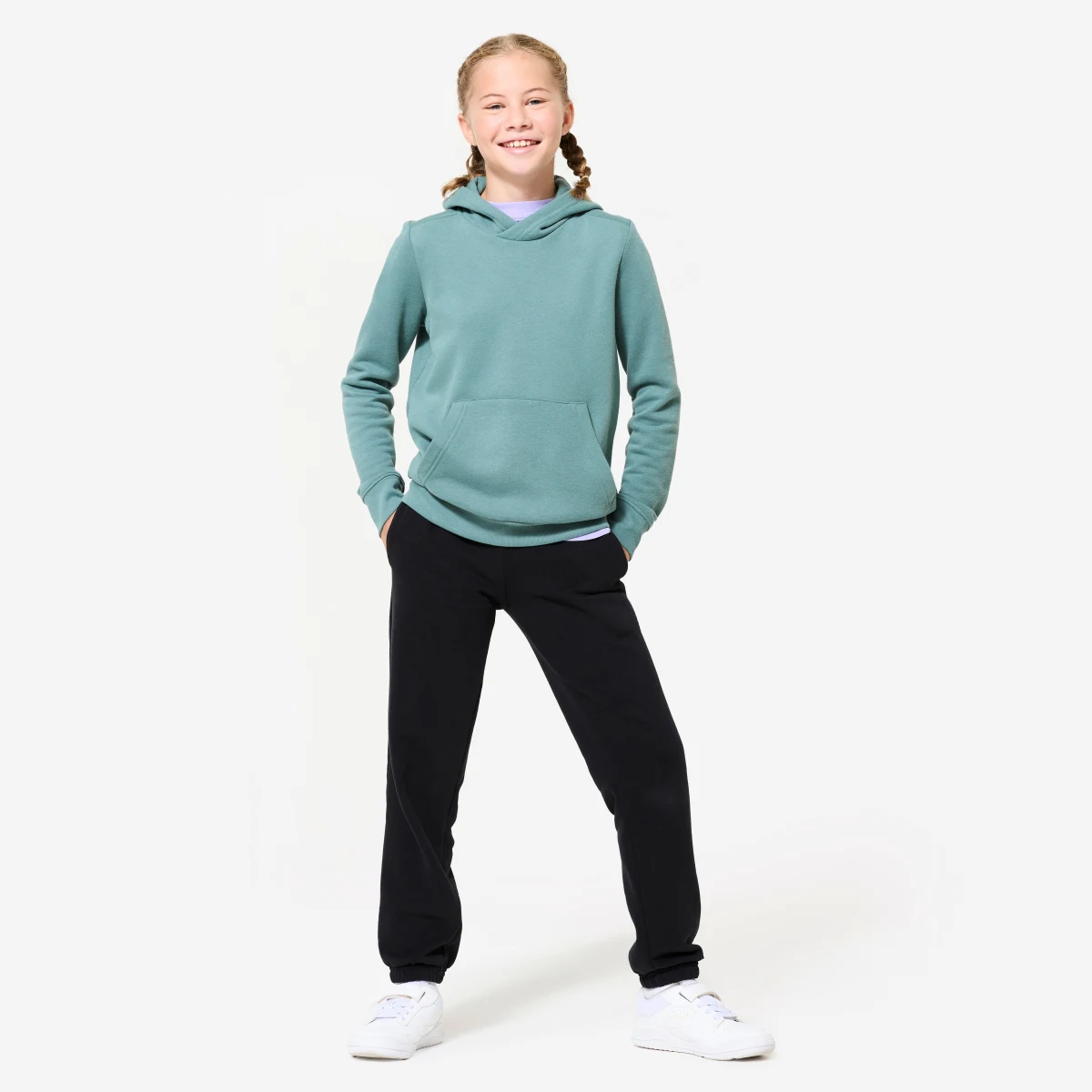 DOMYOS Detská mikina s kapucňou cédrová 12-13 r (151-160 cm) · záber 2