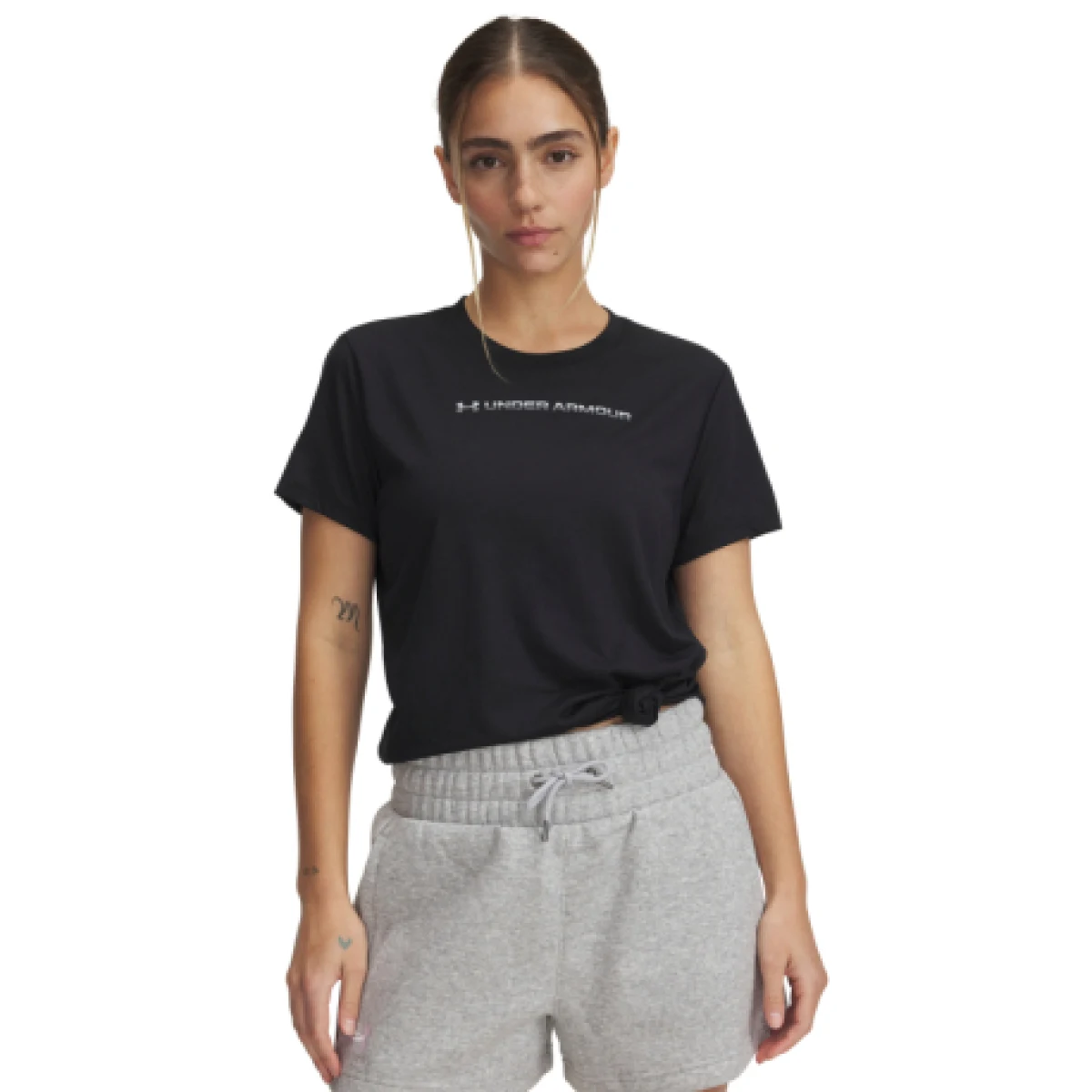 Dámské tréninkové tričko s krátkým rukávem UNDER ARMOUR UA TECH PTH GRAPHIC SSC-BLK · záber 1