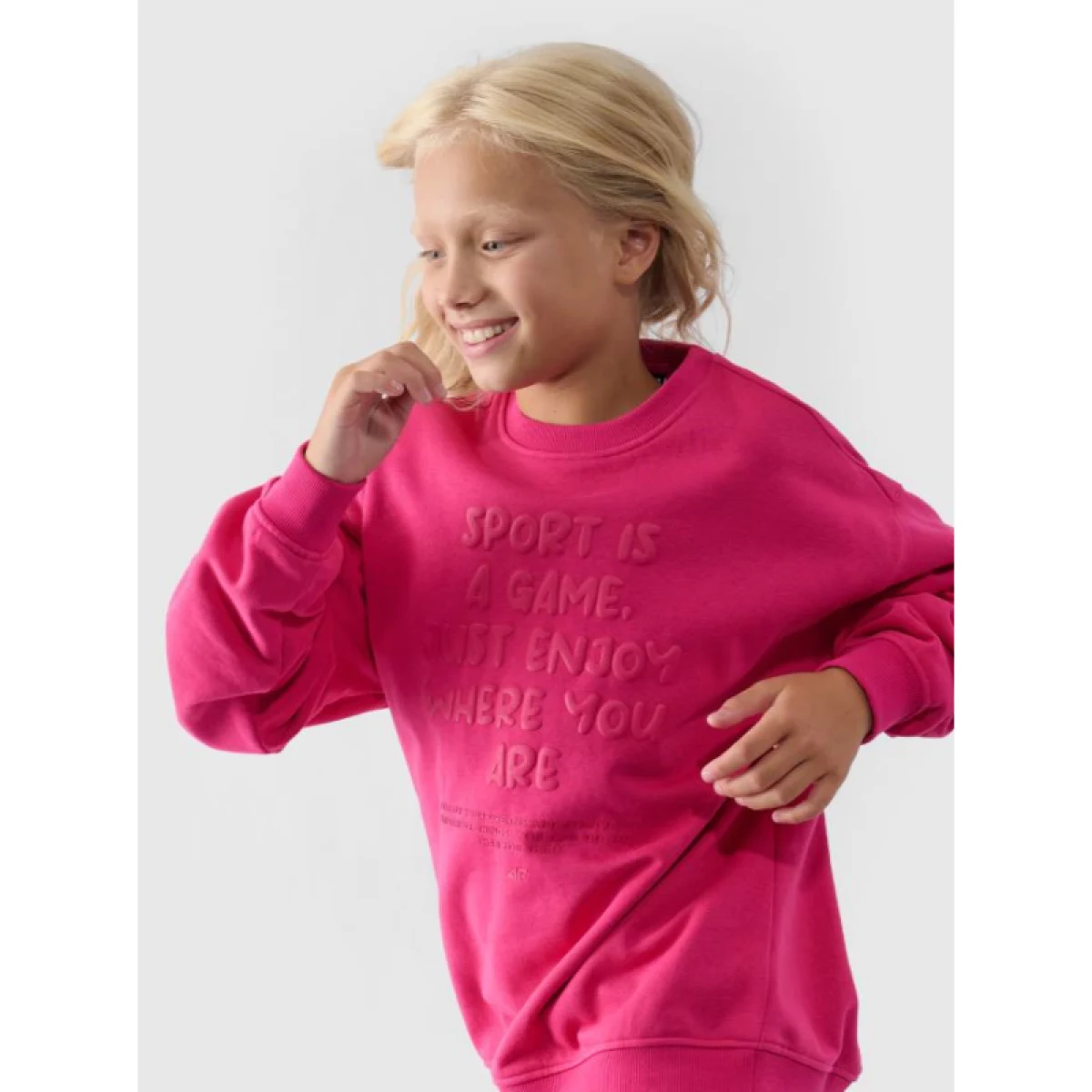 Dívčí mikina 4F JUNIOR SWEATSHIRT-JWAW24TSWSF1214-55S-HOT PINK · záber 3
