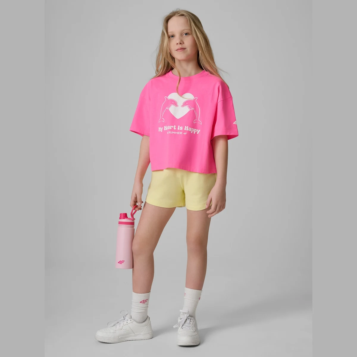 T-shirt loose s potiskem dívčí - růžový · záber 2