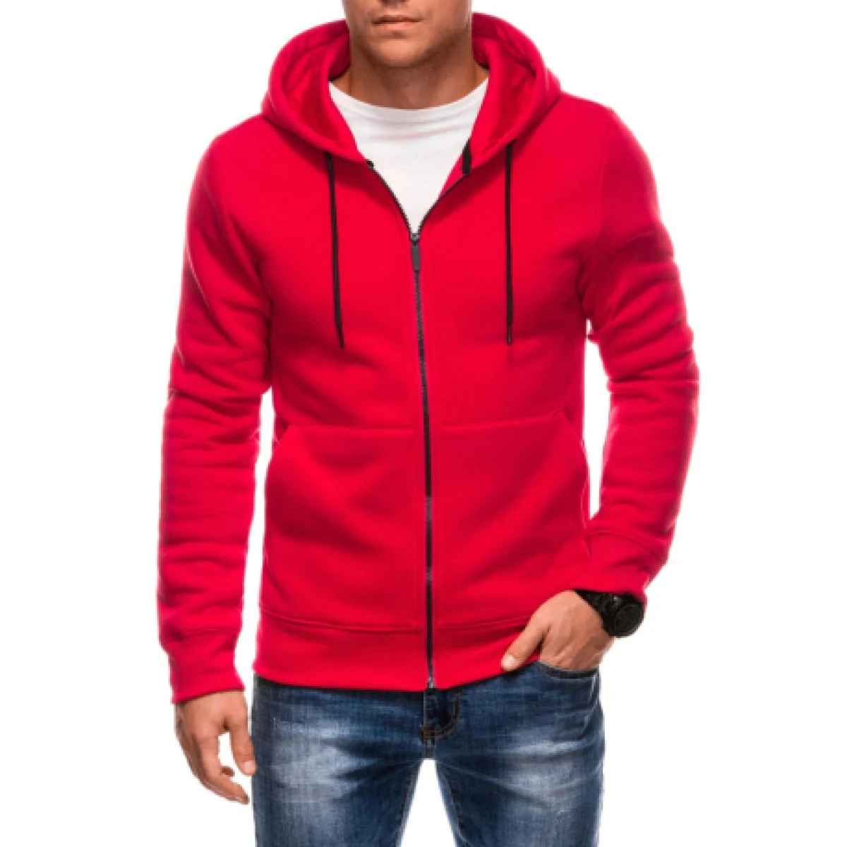 Pánská mikina se zipem EDOTI Sweatshirt EM-SSBZ-0101 V-4 red · záber 1