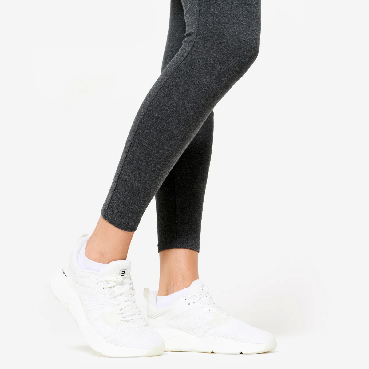 DOMYOS Dámske fitness legíny slim sivé melírované L (W33 L31) · záber 2