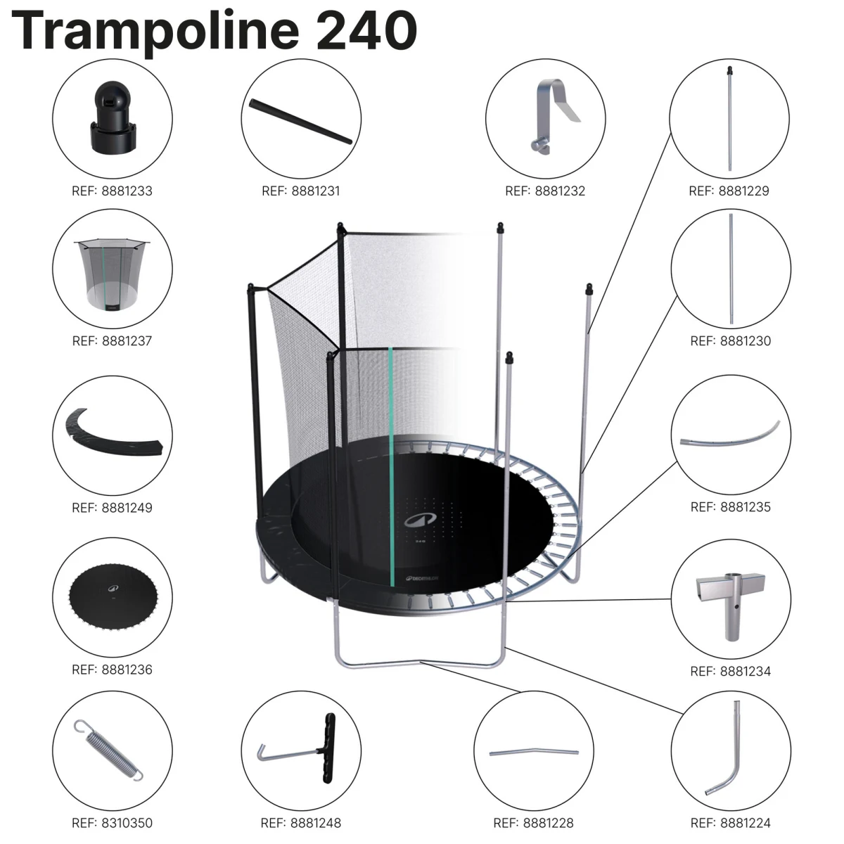 DOMYOS Trampolína 240 dolná časť nôh do L – náhradný diel bez · záber 2
