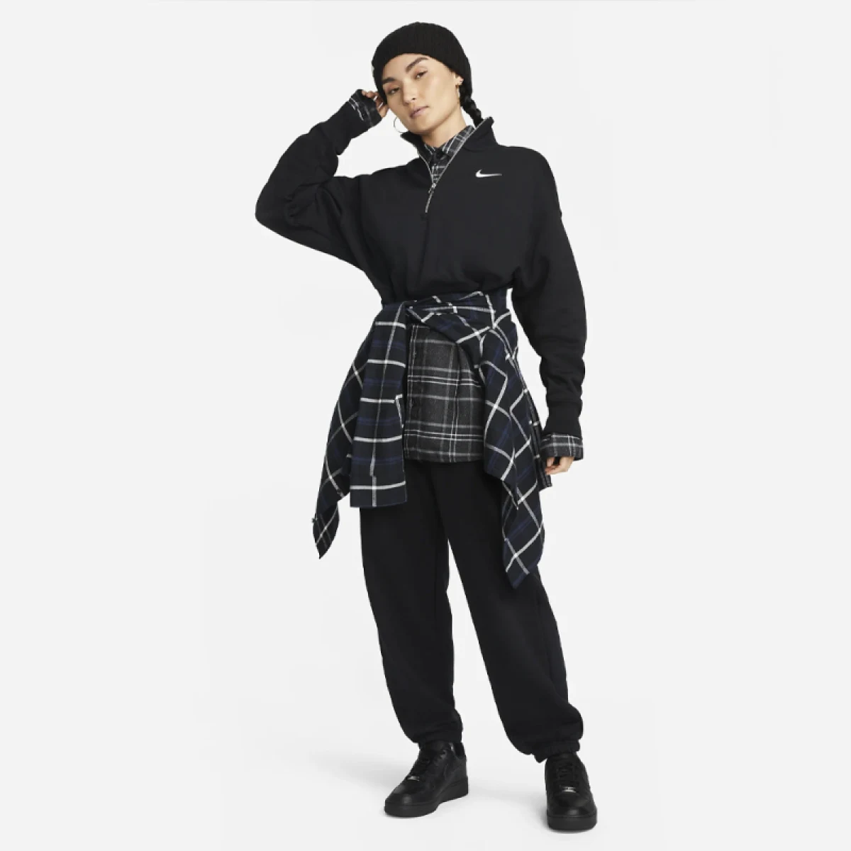 Dámska mikina s 1 2 zipsom NIKE W NSW PHNX FLC QZ CROP BLACK SAIL · záber 4