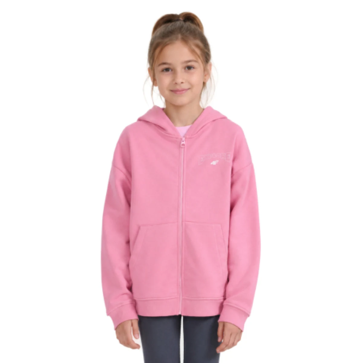 Dievčenská mikina so zipsom 4F JUNIOR SWEATSHIRT F2271-54S-PINK · záber 1