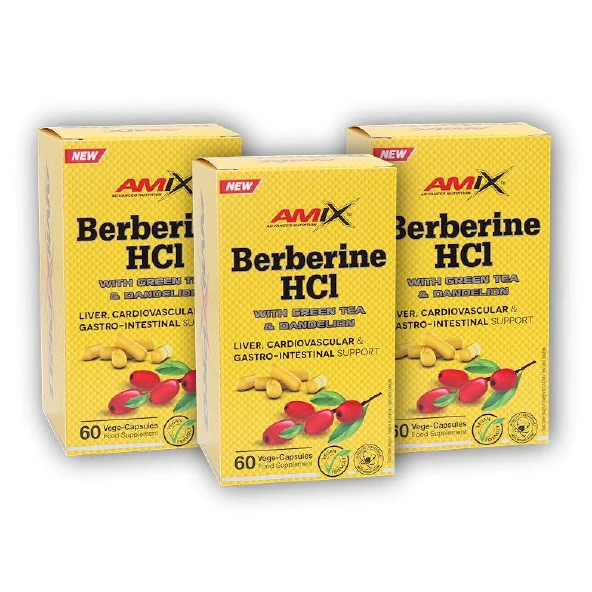 Amix 3x Berberine HCl + GreenTea Dandelion 60 kapslí · záber 1