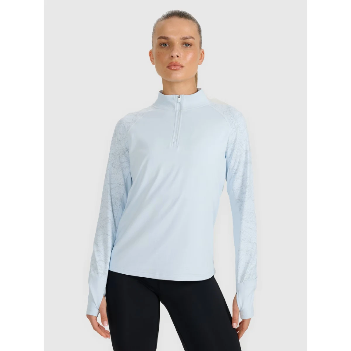 Dámská zateplená běžecká mikina s 1 2 zipem 4F SWEATSHIRT FNK F578-WAW25TFSWF578-34S-LIGHT BLUE · záber 2