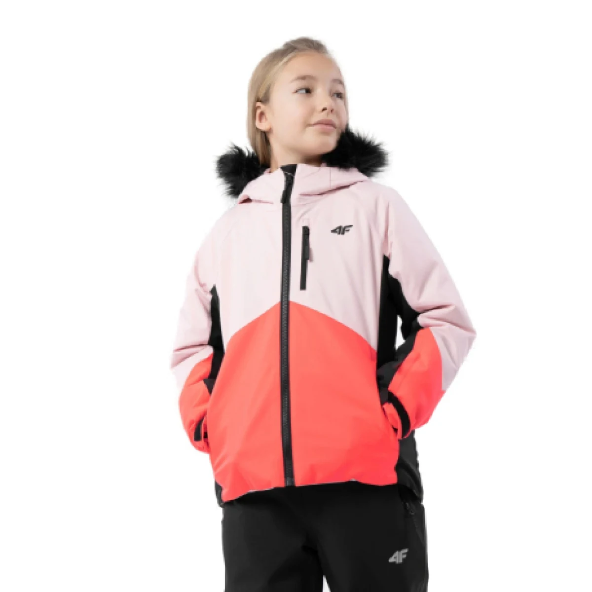 Dievčenská lyžiarska bunda 4F JUNIOR GIRLS SKI JACKET JKUDN003-56S-LIGHT PINK · záber 1