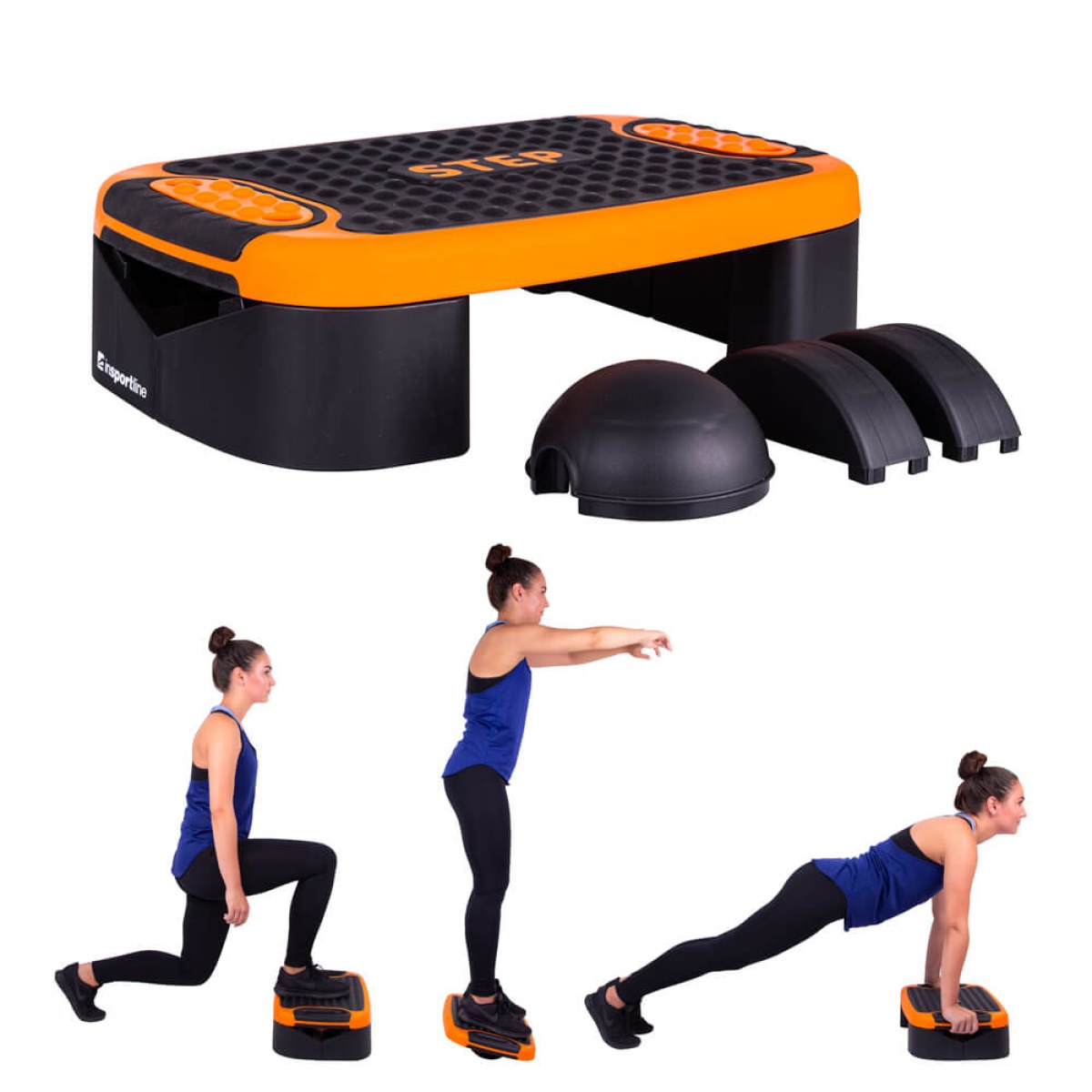 Multifunkčný aerobic step inSPORTline Multifun - Farba: Oranžová · záber 1