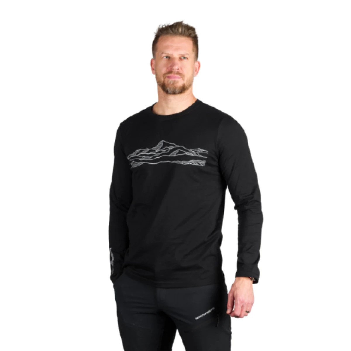 Pánske turistické tričko s dlhým rukávom NORTHFINDER BODI-269black · záber 1