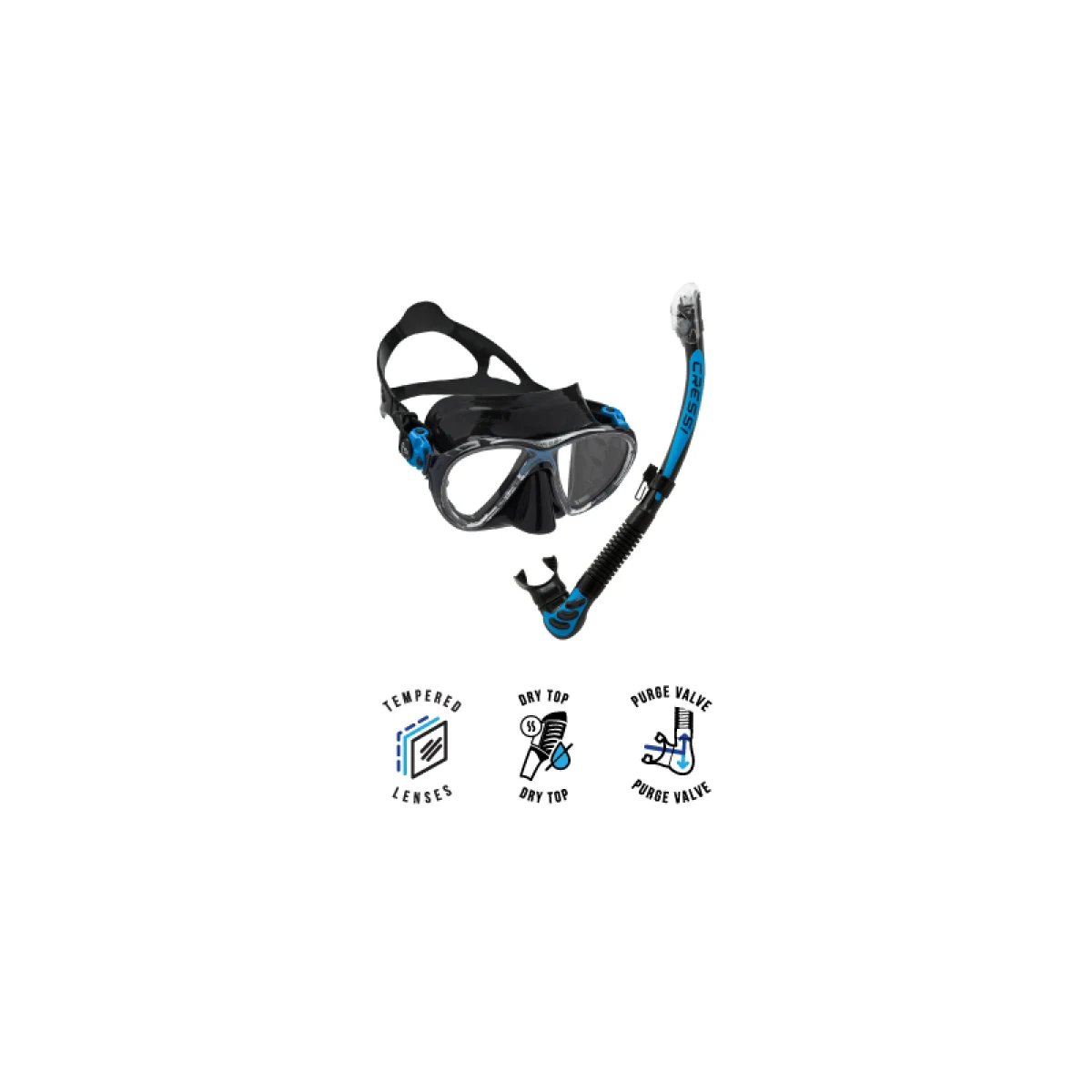 Potápěčský snorklovací set CRESSI BIG EYES EVOLUTION+ALPHA UD COMBO BLACK BLUE · záber 2